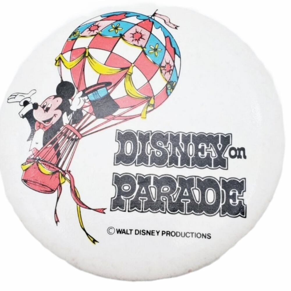 Disney Parks on Parade 70s Pinback Button Mickey Hot Air